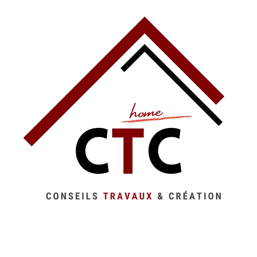 Logo de l'entreprise Home CTC, représentant le toit d'une maison avec une ligne rouge et noire